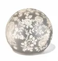 Produktbild: LED Deko-Kugel matt Silber Rosenmotiv - 10cm Glaskugel batteriebetrieben mit ...