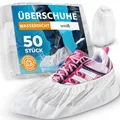 Produktbild: ISC Hygiene & Safety 50x Schuhüberzieher wasserdicht weiß von Überschuhe Verstärkt Extra Stark >9g - Rutschfeste Überzieher für Schuhe - Einheitsgröße, Überziehschuhe Einweg Mehrweg Galoschen