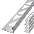 Produktbild: Dalsys Fliesenschiene Fliesenprofil Edelstahl L-Profil Gebürstet 2,5m x 12,5mm, Fliesenprofil