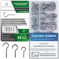Produktbild: QUADRIOS | Schraubhaken Set | 55 robuste Hakenschrauben mit Gewinde aus verzinktem Stahl für Innen und Außen, Deckenhaken, Wandhaken, Befestigungshaken | Silber