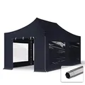 Produktbild: TOOLPORT Faltzelt Faltpavillon Pavillon 3x6m - mit 4 Seitenteilen (Panoramafenster) Premium Dach Partyzelt schwarz