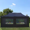 Produktbild: 3x6 m Faltpavillon Faltzelt PROFESSIONAL Stahl Panoramafenster schwarz