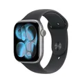 Produktbild: Apple Watch Series 11 GPS 46mm M/L MEV44ZR/A Aluminiumgehäuse Spacegrau Sportarmband Schwarz