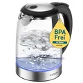 Produktbild: COSORI Glas Wasserkocher 1,7 L, kocht in 2 Minuten, wasserberührende Teile plastikfrei, 304er Edelstahl-Kalkfilter, 2200 W, Überhitzungsschutz, 360° drehbarer Sockel, Schwarz
