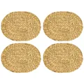 Produktbild: HMF Tischset oval geflochten aus Wasserhyazinthe, Platzset abwaschbar | 4er Set | 40 x 30 cm