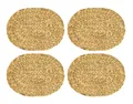 Produktbild: HMF 4x Tischset oval geflochten aus Wasserhyazinthe Platzset abwaschbar