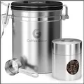 Produktbild: Edelstahl-Kaffeedose mit CO₂-Ablass | Datumstracker & Messlöffel