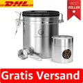 Produktbild: Luftdichte Edelstahl Kaffeedose mit CO2-Ventil und Datumstracker für Frische