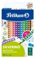 Produktbild: 12 Pelikan Dreikant-Buntstifte SILVERINO dick, 12er Kartonetui