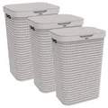 Produktbild: Rotho Country 3er-Set Wäschesammler 55l mit Deckel, Kunststoff (PP) BPA-frei, Cappuccino, 3x55l (42,0 x 32,2 x 57,7 cm), 42 x 32, 3