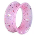 Produktbild: viva-adorno 1 Stück Tube Flesh Tunnel Plug Silikon Ohr Piercing Glitter Glitzer Opal schimmernd flexibel Größe Z108g Rosa/Pink, 8mm