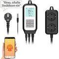 Produktbild: revolt WLAN-Steckdosen-Thermostat für 2 Geräte, Sensor, App, Sprachsteuerung