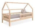 Produktbild: Ehrenkind Hausbett Lille aus massivem Kiefernholz (mit abnehmbarem Rausfallschutz aus massivem Holz, Erhältlich in Natur und Weiß Kinderbett 80x160/90x200 cm), höhenverstellbar, nachhaltiges Kiefernholz, hergestellt in Europa