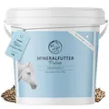 Produktbild: Mineralfutter Pferde organisch getreidefrei 3 kg - getreidefreies Ergänzungs Pferdefutter mit Vitaminen, Mineralstoffen und Spurenelementen, wie Zink, Selen, Omega 3 und Jod (3 kg Eimer)