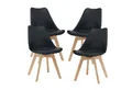 Produktbild: en.casa Esszimmerstuhl (Set, 4 St), »Fläten« mit Massivholzbeinen Kunstleder Schwarz