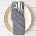 Produktbild: Stoffservietten, 6er Pack Hochwertige Grau Servietten 40x40 cm, Tischdekoration Servietten Hochzeit Geburtstag, Leinenservietten Wiederverwendbare Feiern Abendessen Cafe Restaurant