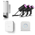 Produktbild: Bosch Smart Home Eyes Außenkamera II mit Controller II & Philips Hue 3x Lily Spots mit Bridge V2