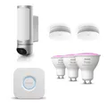 Produktbild: Bosch Smart Home Eyes Außenkamera II + 2x Rauchwarnmelder II & Philips Hue 3x...