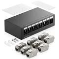 Produktbild: 8 Port Patchpanel Gehäuse + 8x RJ45 Keystone Jack Modul Panel Verteiler Aufputz