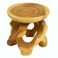 Produktbild: Oriental Galerie Hocker Blumenhocker Rundhocker Teakholzhocker Holzhocker Kunst Holz Teakholz Natur 20 cm