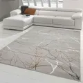 Produktbild: Designer Teppich mit abstraktem glänzenden Ästemuster gold Größe - 160 x 230 cm - Grau