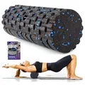 Produktbild: Faszienrolle mit 3D-Texturmassage, Foam Roller(33cm x 14cm) zur Muskelverspannungen lindern, mittlere Härte Selbstmassage Fazienrolle für rücken wirbelsäule Rücken Beine (Schwarz-blau)