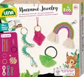 Produktbild: Lena 42839 Eco Macramé Jewelry, Knüpfset für Kinder ab 8 Jahren, Bastelset zum Knüpfen von einem Schlüsselanhänger, einer Halskette, einem Haargummi und einem Regenbogenanhänger, Kreativset Schmuck