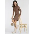 Produktbild: Strickkleid LAURA SCOTT, Damen, Gr. 36, N-Gr, braun (cognac, meliert), Strick, Obermaterial: 50% Viskose, 26% Polyamid, 24% Polyester, clean, unifarben, figurbetont mini, Kleider Strickkleid, mit Stehkragen und Zierknöpfen, Topseller