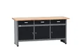 Produktbild: Küpper Werkbank 12159, 170x84x60 cm, 3 Schubladen, 3 Türen, 300 kg Traglast, 30 mm Massive Buchenarbeitsplatte (Schwarz, 170x84x60)