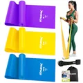 Produktbild: GYMERK Fitnessbänder 3er-Set, 1.8m Gymnastikband mit 3 Widerstandsstufen, Fitnessband mit Türanker Tragetasche und Übungsanleitung, ideal für Yoga, Pilates, Krafttraining