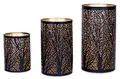 Produktbild: 3er Set Windlichter Metall Schwarz Gold Kerzenhalter Deko Laterne Design