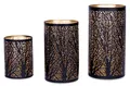 Produktbild: 3er Set Windlichter Metall Schwarz Gold Kerzenhalter Deko Laterne