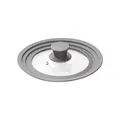 Produktbild: STONELINE 3 in 1 Universaldeckel für Töpfe und Pfannen mit 16/18/20 cm Universal Glasdeckel mit abgestuftem Silikonrand Platinsilikon, hitzebeständig platzsparend, 3 Größen, Grau