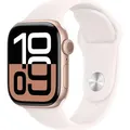 Produktbild: Apple Watch Series 10 GPS + Cellular 42mm Rose Gold Aluminium Case mit Light Blush Sport Band - Gold
