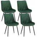 Produktbild: SONGMICS Esszimmerstuhl 4er Set, Küchenstuhl, Samt, Polsterstuhl, bis 120 kg belastbar, Stahlbeine, Gebogene Rückenlehne, für Esszimmer, Küche, grün-tintenschwarz LDC090C14