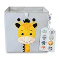 Produktbild: wonneklein Aufbewahrungsbox Kinder - 33x33x33 cm - Faltbare Spielzeugkiste mit Tiermotiv - Ordnungsbox für Kallax Regal - Kinderzimmer Aufbewahrung - Greta Giraffe