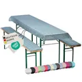 Produktbild: NYVI Bierbankauflagen Set NYVIGala 130x70 cm Grün Kariert - 1x Tischdecke für 110x50 cm Biertische & 2X Gepolsterte Auflage für 110x25 cm Bierbänke - Sitzauflage für Bierzeltgarnitur