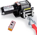 Produktbild: ROTFUCHS Elektrische Seilwinde 12V mit Funkfernbedienung – 1360 kg / 3000lbs Offroad Motorwinde Seilzug Elektrowinde, 9,2 m Stahlseil, Schwarz