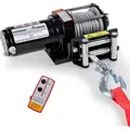 Produktbild: ROTFUCHS Elektrische Seilwinde 12V mit Funkfernbedienung – 1360 kg / 3000lbs Offroad Motorwinde Seilzug Elektrowinde, 9,2 m Stahlseil, Schwarz