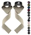 Produktbild: Fitgriff® Zughilfen (gepolstert) für Krafttraining, Bodybuilding, Fitness - Kreuzheben Gurte - Lifting Straps - für Frauen und Männer (Sand, Grip)