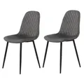 Produktbild: 2er-Set Polsterstühle - grau-schwarz - Samtvelours Esszimmerstuhl Küchenstuhl