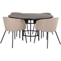 Produktbild: Copenhagen Essgruppe Esstisch Braun Und 4 Berit Esszimmerstühle Beige.
