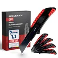 Produktbild: HASKYY Cuttermesser Teppichmesser Universal Professional Set 5x Cutter Messer 18mm mit Extra scharfer SK5 Klinge, Ergonomisch geformter Körper mit Gummirillen & Sicherer Klingenwechsel
