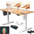 Produktbild: KESSER® Schreibtisch elektrisch & höhenverstellbar Computertisch Ergonomisch Stehen & Sitzen 3-Memory 360° Rollen USB-Ladeanschluss 140x70cm Beige
