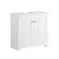 Produktbild: SoBuy Waschbeckenunterschrank - Badschrank mit Türen und verstellbaren Regalböden - Badmöbel aus MDF, Unterschrank für kleines Badezimmer, Weiß, 60x60x29cm, BZR18-W