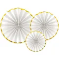 Produktbild: Partydeco Fächerdekorationen in Weiss und Gold (3 Stk.) (RPK19-008-KARTON)