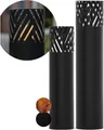 Produktbild: BENTSON Windlichtsäule Schwarz Design I 2er Set I Deko-Säule für Garten im Industrial Design I Garten Windlicht für draußen und drinnen I Laterne inklusive Kerzen I Streifen I 95cm + 75cm