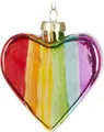Produktbild: BRUBAKER Weihnachtsbaumkugel Regenbogenherz - Handbemalte Weihnachtskugel aus Glas - 8 cm (1 St), Baumkugel Regenbogen Herz - Christbaumschmuck Deko Figuren Weihnachten