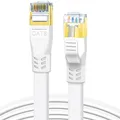 Produktbild: CAT 8 Ethernet-Kabel 15m, 40Gbps 2000MHz, Vergoldeter RJ45 Stecker, Weiß