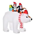 Produktbild: HOMCOM 227cm Aufblasbare Pinguine auf Eisbär Weihnachtsdekoration mit Lichtern Aufblasbare Weihnachtsdeko für Außen Innen Garten Hof Party Dekoration